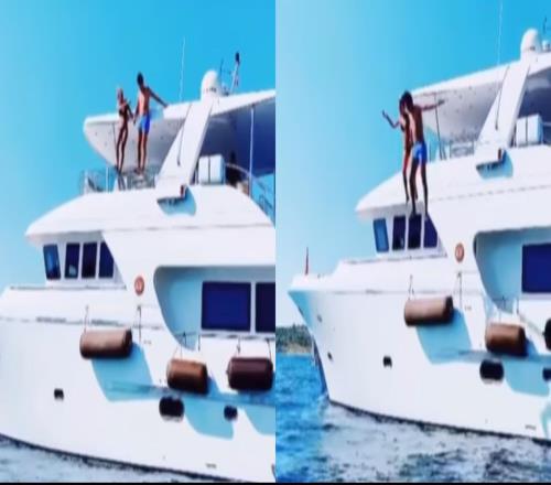 罗体：莫拉塔和妻子在游艇上携手玩跳水，转会传闻无碍好心情