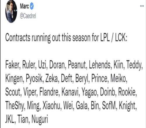 LPL & LCK今年合约到期选手：Uzi赫然在列 EDG四人到期