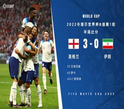 半场-贝林厄姆破门萨卡建功贝兰万德伤退 英格兰3-0伊朗