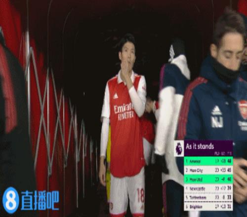 阿森纳半场换人调整，富安健洋换下本怀特！