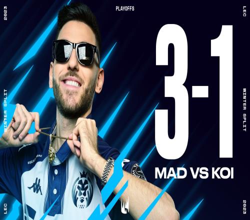 LEC冬季季后赛：MAD 3-1击败KOI，成功杀进LEC冬季总决赛