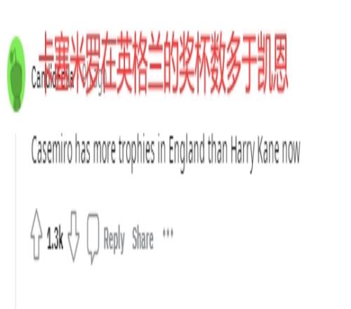 曼联夺冠凯恩再躺枪，球迷：卡塞米罗在英格兰的奖杯都比他多...
