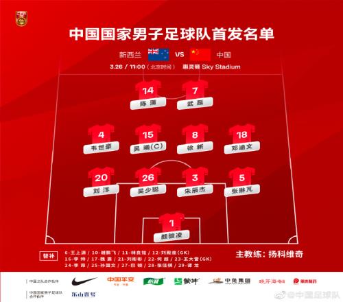 做出调整！本场国足：吴少聪、陈蒲先发，刘彬彬替补待命