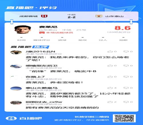吧友评费莱尼“泰山唯一遮羞布”“我是来养老的,你们怎么啃老”