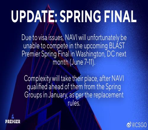 CSGO：因签证问题NaVi无缘BLAST春季决赛名额将由coL顶替