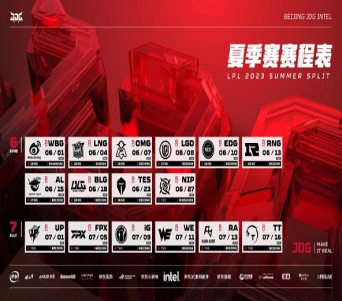 JDG分享夏季赛赛程表：前三场对阵WBG、LNG、OMG三支季后赛队伍