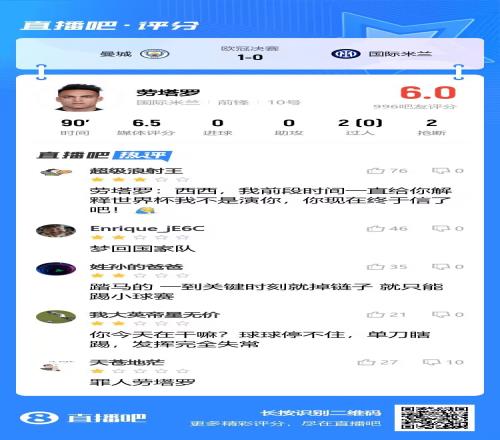 吧友锐评劳塔罗：“梅西我一直解释世界杯不是演你，信了吧”