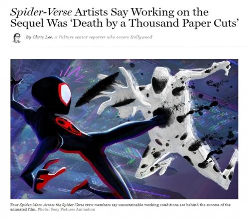 外媒爆料：《蜘蛛侠：纵横宇宙》画师遭007压榨超100人离开项目