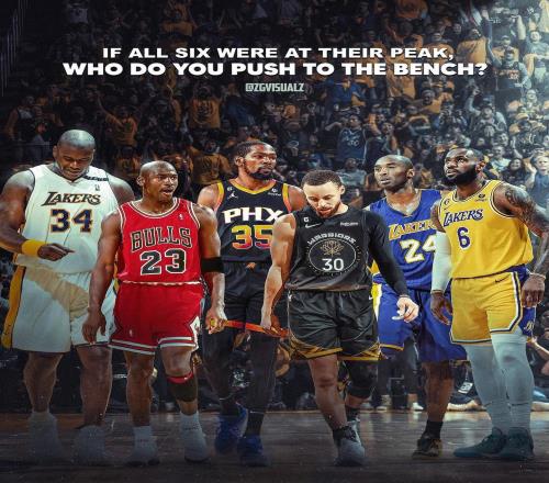 ESPN晒乔詹科鲨库杜特效图:若6人都在巅峰你会选谁当替补