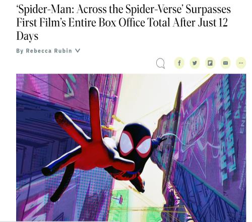 5.66亿美元！《蜘蛛侠纵横宇宙》正式成为索尼最热卖动画电影