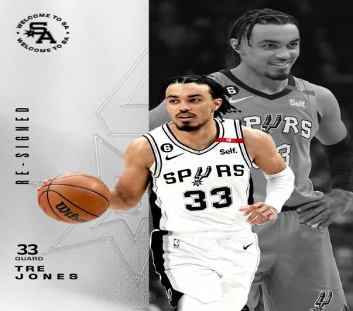 2年2000万!官方:马刺正式续约后卫特雷琼斯!