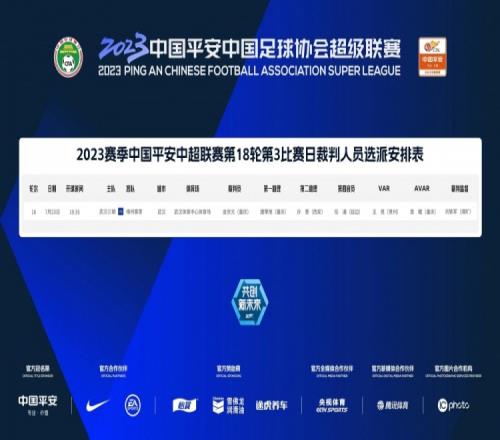 武汉三镇vs梅州客家裁判名单：主裁判金京元，VAR王竞