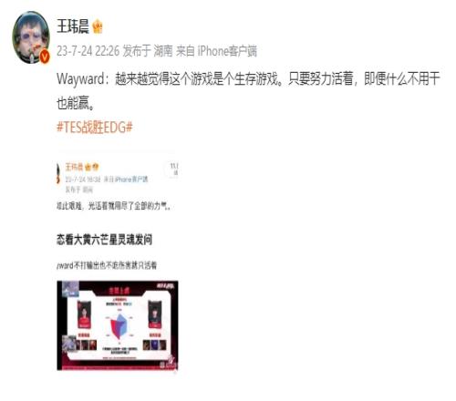 王玮晨锐评Wayward六芒星数据图：只要努力活着什么不用干也能赢