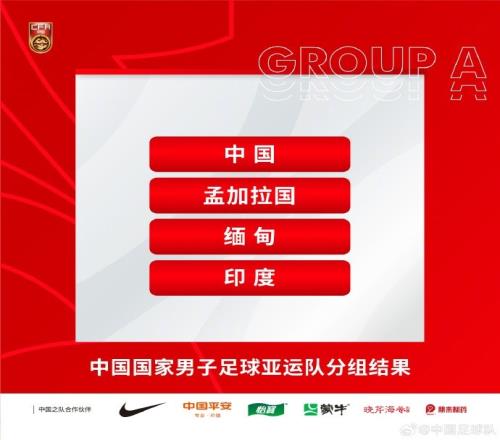 亚运分组：男足与孟加拉、缅甸等同组，女足与乌兹别克、蒙古同组