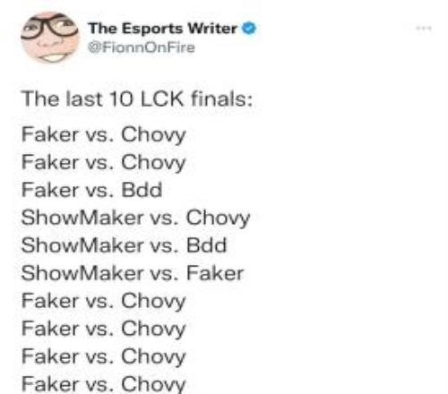 外媒分享LCK近十场决赛的中单选手：Faker独占八次！