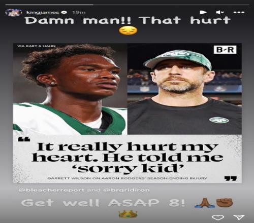 詹姆斯为NFL罗杰斯送祝福:心痛!尽快康复