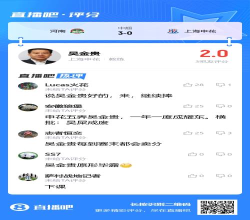 原形毕露吧友锐评:申花五弄吴金贵,一年一度成耀东