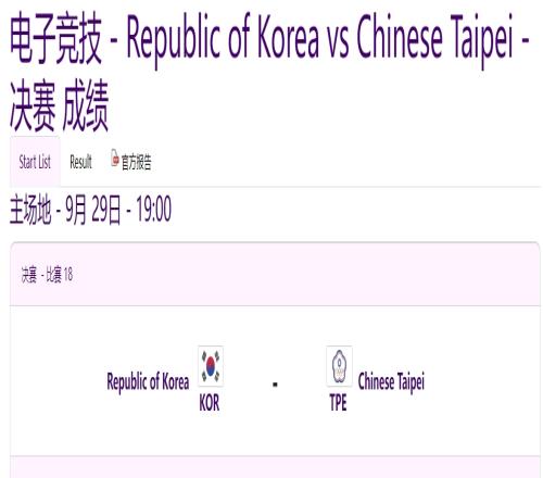 杭州亚运英雄联盟赛事预告：中国台北队将在决赛与韩国队碰面