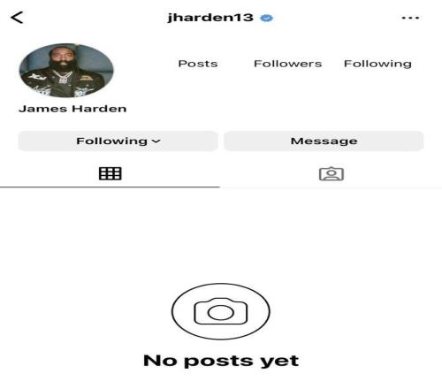 哈登注销了自己的Instagram账户