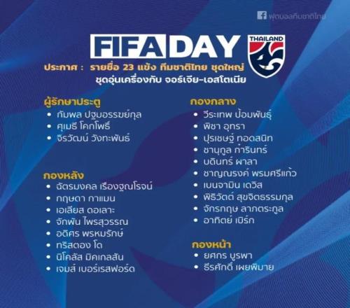 体坛：泰国队公布10月欧洲热身赛名单，“让路”亚冠派二队出征