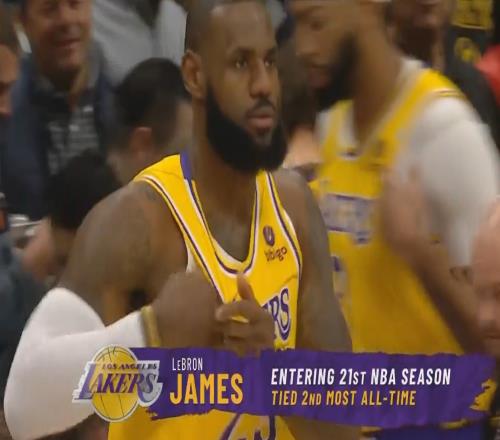 传奇在继续！詹姆斯正式开启第21个NBA赛季并列历史第二