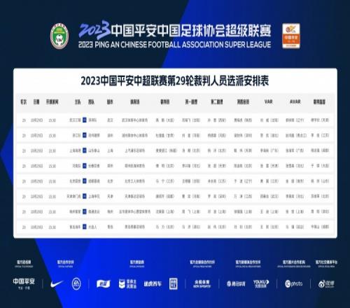 裁判安排:麦麦提江执法海港vs泰山马宁执法国安vs蓉城