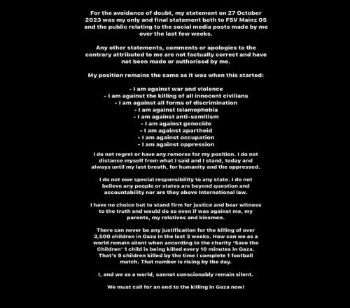 硬刚到底埃尔加齐:我没有改变立场,必须结束对加沙的杀戮!