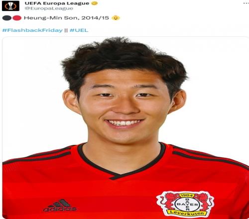 青葱岁月!欧联官方晒孙兴慜1415赛季旧照,满面笑容略显青涩