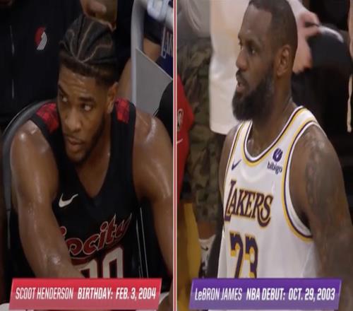 恐怖!詹姆斯NBA首秀:03年10月29日亨德森出生日期:04年2月3日