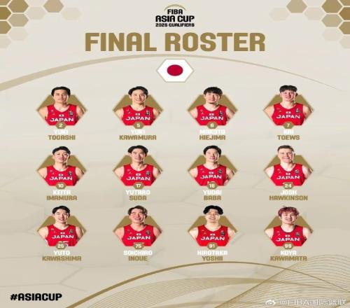 日本男篮公布中日对决12人名单：河村勇辉&比江岛慎&霍金斯在列