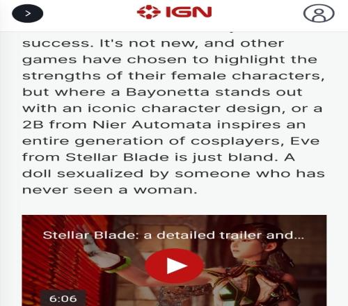 IGN法国批评《星刃》物化女性侮辱总监没见过女人