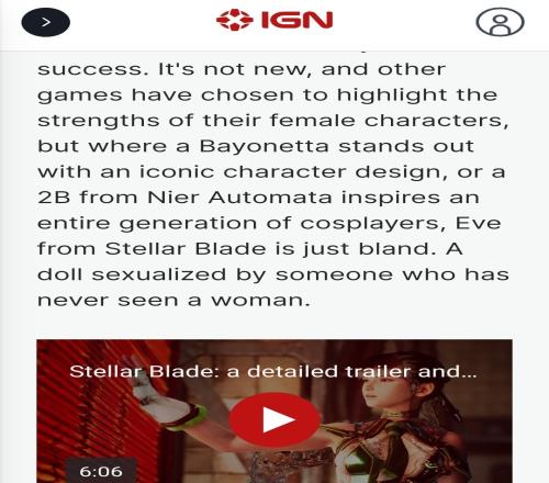 过于急眼！IGN法国批评《星刃》物化女性怒斥游戏总监没见过女人