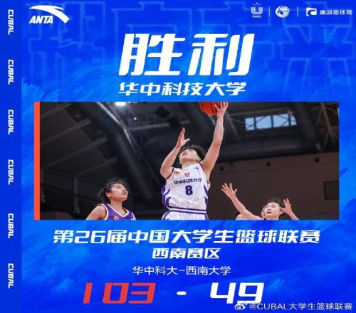 CUBAL杨谭玥影24+7+8+5断华中科大击败西南大学
