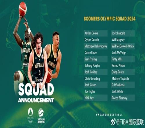 澳大利亚男篮公布奥运会集训名单:米尔斯&基迪&埃克萨姆在列
