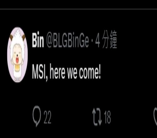 老外也要知道我来了！Bin战胜TES后更推：MSIherewecome！