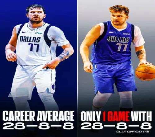 老詹：有点熟悉！东契奇NBA生涯至今场均28+8+8仅一场28分8板8助