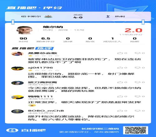 侦察机都当不了吧友给维尔纳打2分：罪犯级表现不换他就离谱