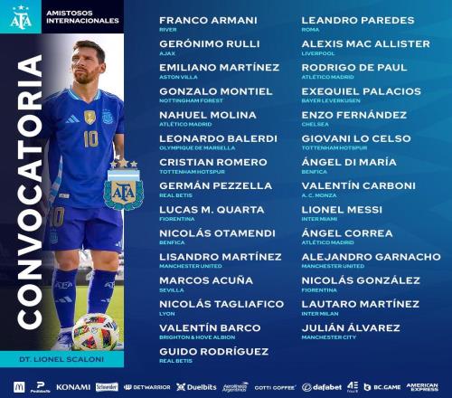阿根廷新一期名单：梅西领衔，加纳乔&恩佐&天使入选，迪巴拉落选