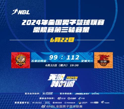 NBL第三轮最后一场赛果：石家庄翔蓝99112不敌安徽文一