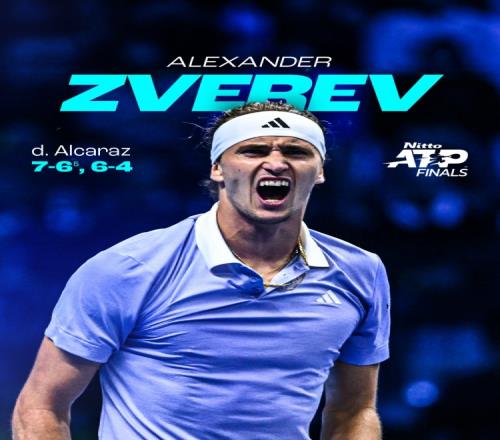 ATP年终总决赛小组赛:兹维列夫20阿尔卡拉斯,三战全胜头名晋级