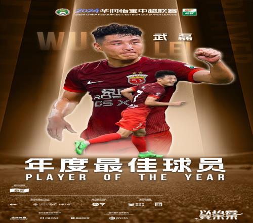 蝉联最佳!武磊荣膺2024赛季中超最佳球员,30轮全勤打入34球