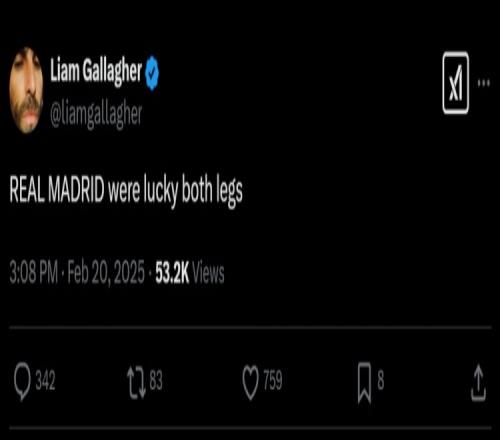 有点不服绿洲主唱:皇马踢曼城的两个回合只是运气好罢了