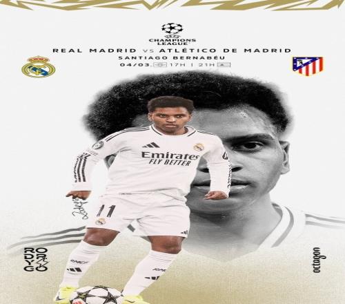 欧冠马德里德比！罗德里戈晒个人海报：伯纳乌见，HALAMADRID